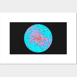 Abstract Fractal Wave Spiral Galaxy Turquoise Blue Pink marbled Pattern Swirl Natural Flow Posters and Art